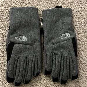 The North Face Heather Gray Winter Gloves with Logo